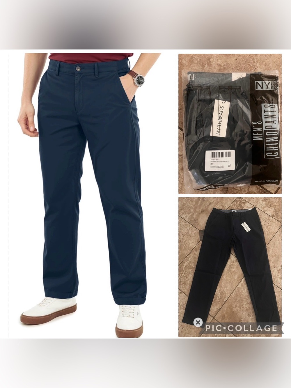 Men's Navy Chino Pants - Classic Fit